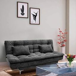 FURNY Supersoft 3 Seater Fabric Sofa Cum Bed Set (Dark Grey)-image-70