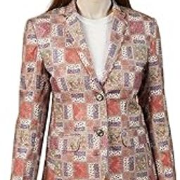 Women's Blazer Digital Print Cotton Brown Blazer-picture-38