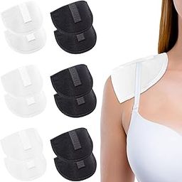 6 Pairs Self Adhesive Shoulder Pads Foam Shoulder Pads Non-Slip Shoulder Protectors Soft Covered Sewing Foam Pads for Blazer Clothing (Black and White)-image-18