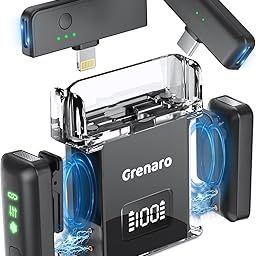 GRENARO Wireless Mic for Youtubers, Wireless Microphone for iPhone Series, Android, PC, S9 Dual-Versatile Mini Mic with Noise Cancellation, 98FT, 24H Battery-image-95