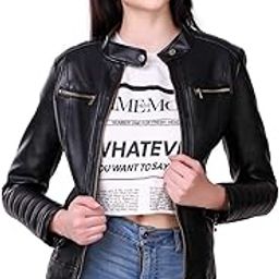 Black Color Faux Leather Jacket for Woman-48