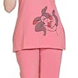 Women's Cotton Printed Night Suit Set of Top & Pyjama (Peach)-image-67