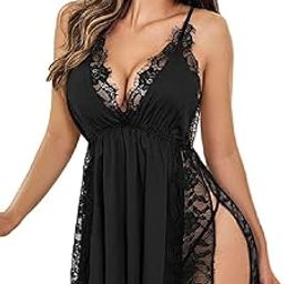 Women Lingerie Set Lace Teddy Strap Babydoll Bodysuit Bra Panty Lingerie, Women's Lace & net Floral Above Knee Babydoll Lingerie-image-83