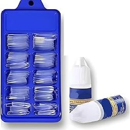 generic 100 Pieces Artificial Transparent Nails Set, False Nails Tips 10 Sizes Fake Acrylic Nail Kit with 2 Nail Glues-picture-1
