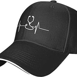 Stethoscope Heartbeat Doctor Nurse Adjustable Sandwich Dad Casquette for Men Women Black-image-47