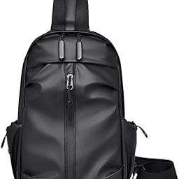 ATORSE Men's Chest Bag Multifunctional Fashion Waterproof Travel Bag Hiking Daypack Black-image-99