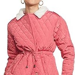 womens Polyester Regular Fit Quilted Puffer Jackets With faux fur Collar-16