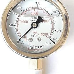 Pressure gauge bottom connection| pressure meter| hydraulic pressure gauge| water pressure gauge |oil pressure meter gauge (35 kg/cm2 or 500 psi, 4" dial (100mm) stainless steel)-17