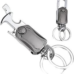 Niralasa Multifunction Keychain 5 IN 1 Heavy Duty Dual Ring Metal Keychain with Cutter, Bottle Opener, Mobile Phone Holder, 360° Rotate Spinner - Outdoor Carabiner Portable Car Key Chain.-10