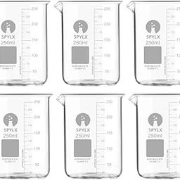 SPYLX Borosilicate Glass Beakers - 250 ml 6 pcs with Graduation Marks, Pack of 6 Detailed and easy-to-read scale for precise measurements.-picture-22