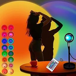 POPSHY Sunset Lamp Projector with 16 Color Remote Control Colour Changing LED Lamp with 360° Rotation, Light for Photography, Room, Bedroom Perfect for Children, Couples, Bedroom (Pack of 1)-image-4