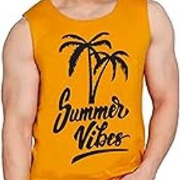 Men's Summer Vibes Palm Tree Graphic, Sleeveless Cotton Vest-picture-42