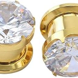 Gorgeous Cubic Zirconia Tunnels Plugs 316L Stainless Steel Screw Tunnels Ear Expander Stretcher Piercing Ear Gauges Black Tunnel Gauges-image-25