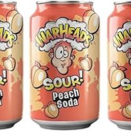 Warheadss Sour Soda Peach 12oz Cans Each 355ml X Pack Of 3 (From USA)-picture-18