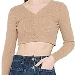 camey Women Woolen Winter Full Sleeve Front Open Buttons V-Neck top|Sweater-picture-35