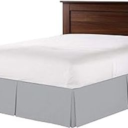 Box Pleated Bedskirt - Split Corner Bedskirt Full Size - Luxury Pleated Dust Ruffle Bedskirts - 100% Egyptian Cotton 800 TC Box Pleated Bed Skirt - 14 Inch Drop Full Box Pleated Bed Skirt, Silver-38
