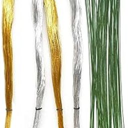 Floral Stem Wire Set for Flower Making – Gold, Silver, Green (Pack of 50 Each)-image-42