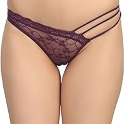 PinkZaar Women Lycra Lace Nylon Spandex G-String Panty Free Size Fits S M L (Pack of 1) Purple-image-18