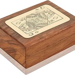 Craft Cooper || Unique Birthday Gift Ideas Handcrafted Classic Wooden Playing Card Holder Deck Box Storage Case Organizer (BROWN, 8x11x3.5cm)-image-92