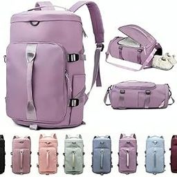 2-in-1 Travel Duffel Bag & Gym Backpack – Multicolor Lilac Sports Bag with Shoe Compartment & Yoga Mat Holder Lightweight, Water-Resistant Duffle for Travel, Gym, Fitness-15