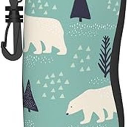 Polar Bear Winter Tree Green Sunglasses Case for Men Women Soft Ultra Light Neoprene Zipper Eyeglass Case with Belt Clip-7