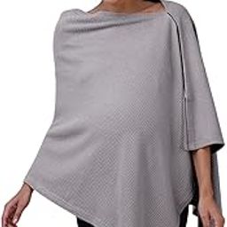 Zelena Cotton Bamboo Blend Premium Nursing Cover for Breastfeeding | Breastfeeding Cover for Mothers | Feeding Shawl for Mother | Feeding Cloth | Breathable Nursing Covers | Poncho for Mom (Grey)-image-1