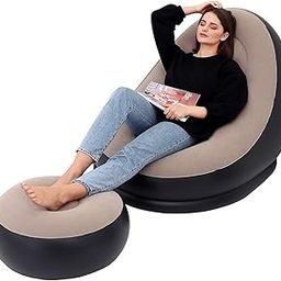 JENKEN Inflatable Air Sofa Lounge Chair with Ottoman – Portable PVC Blow‑Up Bean Bag for Indoor & Outdoor Relaxing, Fast‑Inflate Valve-picture-22