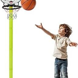 Amazon Brand - Jam & Honey Basketball Set with Panda Emoji Adjustable Stand for Kids Indoor and Outdoor Game-10