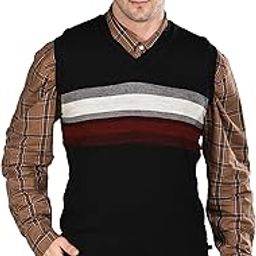 Guy London Striped V Neck Sleeveless Regular Fit Men Reversible Casual Sweater | Casual Winter Sweater for Men | Mens Sweater for Winter Wear-image-80
