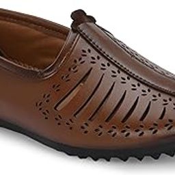 Men's Laser-Cut Comfort Faux Leather Look Stylish Mule for Kurta Pajama/Stylish Designer Kurta Set-image-56