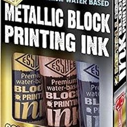 Essdee Block Printing Ink 3 Pack (Metallic Gold, Silver, Bronze), 100ml x 3-image-2