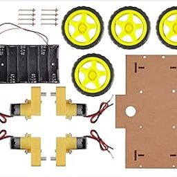 Roinco 4 wheel drive 4 WD Smart Car Chassis/Racing Car/Robot Car Chassis for Arduino with Wheels/Motors/Battery Holder-image-2
