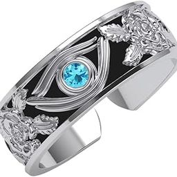 Pure 925 Sterling Silver Oxidised Evil Eye Men Ring |Size Adjustable, Swiss Zirconia | Gift for Men & Boys-image-22