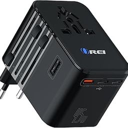 OREI 45Watt Universal Charger Adapter | 3X USBC 2XUSB A - 6-in-1 International Travel Adapter | 10 Years Warranty | Universal Travel Adapter Compatible 150+ Countries | Type C, A, G, I Compatible-11