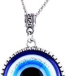 Evil eye Chain Pendant for Men Black Silver Necklace for Boys Mens boyfriend gents Boy girls Women Unisex Stainless Steel platinum Chains Locket Valentine Titanium Stylish Pendant-M412-image-82