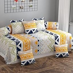 Decozom Stylish Threads Heavy Cotton 8 Pieces Diwan Set ||1 Single Bedsheet, 2 Bolster Covers, 5 Cushion Covers || :- Mandala-image-50
