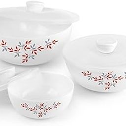 CELLO Opalware Twilight Floral Mixing Bowls with Lid | Thermal Resistant & Light Weight | Dishwasher & Microwave Safe | (500ml, 1000ml,1500ml), 3 Units, White-21