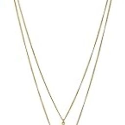 18kt Gold Plated CZ and Leaf Double Chain Necklace-image-61