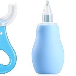 Enorme Baby Silicone Blue Nose Cleaner Nasal Aspirator with U-shaped Soft Silicone Mouth Cleaning Toothbrush For Kids-picture-17