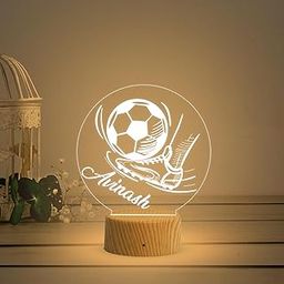 Gift Me Bazar Personalized Football LED Desk Table Lamp Customized with Name | Warm White Light & On/Off Touch Button | USB Powered | Birthday Gifts for Footballer Men Women | Football Player Gift-15