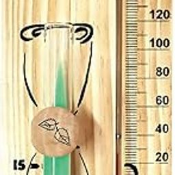 Leimezsty 2 in 1 Sauna Thermometer Sand Timer Hourglass Wooden Thermometer Temperature Gauge Water-Proof 0-140 ℃ Hourglass Sand Timer Set Hourglass Sand Timer Decorative for Sauna Room-image-3