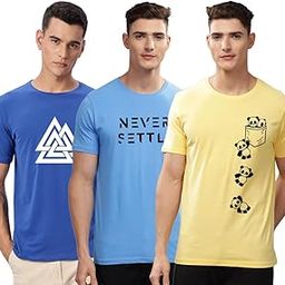100% Cotton Lycra Tshirts for Men Combo Pack of 3 | Regular Fit | Printed T Shirt | Round Neck Half Sleeve| Mens Tshirts-picture-20