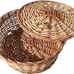 MBA TOKRI VALA 10"inch Round Chapati Cane Basket With Lid |Multipurpose Fruit,Gift,Flower,Hamper,Vegitables Storage Basket-image-2