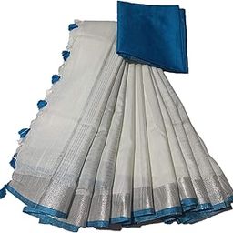 Women's Bhagalpuri Linen Saree With Blouse Piece (STB-227_White)-picture-31