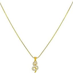 Initial Alphabet Letter Pendant American Diamonds gold plated Stylish Pendent Locket set For girls and women-image-49