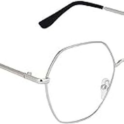 Polygon Non Prescription Glasses for Women Men Vintage Octagon Hexagonal Square Metal Frame Eyeglasses (Large Size) - Pack Of 1 (SILVER)-image-46