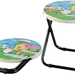HOMIES INTERNATIONAL, Cartoon Printed, Foldable Kids/Children Folding Stool Chair for Playrooms, Schools, Daycares and Home. Metal and Fibre Body (Color: Multicolor Baby boy Print Will be Sent)-21
