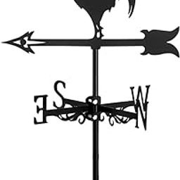 Metal Weathervane Owl Iron Weather Vane,Bee Wind Direction Indicator Weathercock Garden Decoration Outdoor Roof Decoration Gardening (Little Rooster)-image-22
