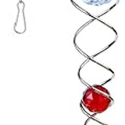 DOYKLI Wind Chimes Spinner Big Spiral Tail for Home Garden, 2 Gazing Ball Spiral Stainless Steel Mirror Crystal Ball Wind Chime Decor for Indoor Outdoor Garden (Royal Red)-image-33