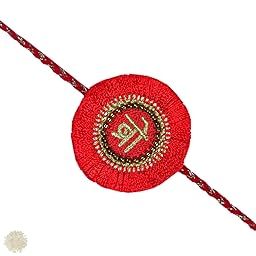 Traditional Handmade Rakhi for Brother – Red and Gold Embroidered Designer Rakhi with Roli, Tikka & Chawal | Luxury Raksha Bandhan Gift (Pack of 1)-image-44